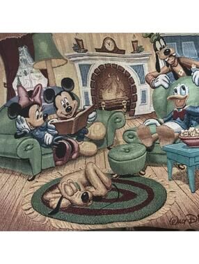 Disney Woven Tapestry Blanket Mickey Minnie Pluto Donald Goofy Walt Disney World